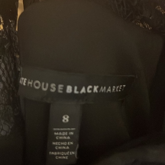 White House black market size 8 sleeveless flared dress black with floral print - Picture 2 of 4